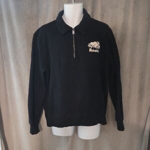 Roots Men's Medium Black Zip-Up Sweater